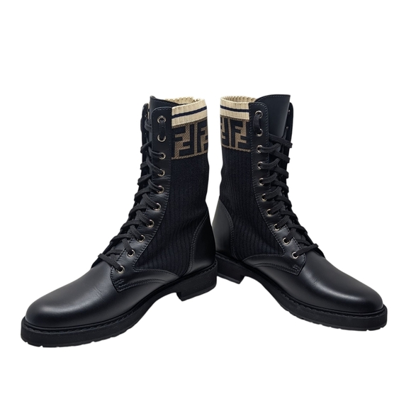 NIB Fendi Rockoko Knit FF Combat Logo Sock Boot Size EU 41 - Picture 9 of 16